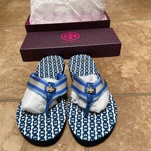 Tory Burch Gemini Link Thin Flip Flop Bondi Blue 9